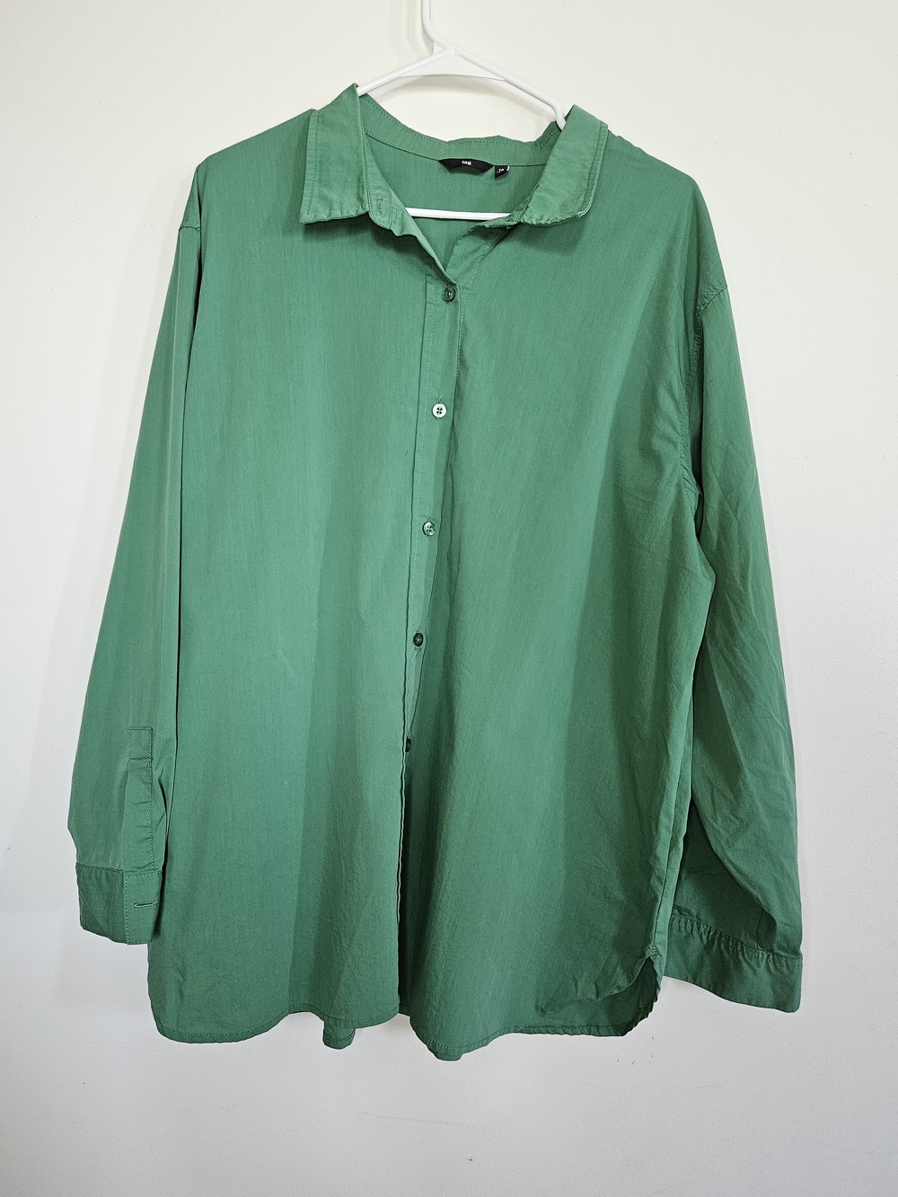 TAG Womens Green Long Sleeve Button Down Shirt Size XL Casual Top